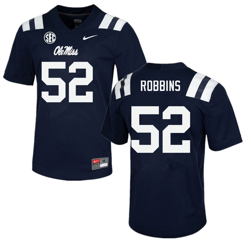 Men #52 Taleeq Robbins Ole Miss Rebels College Football Jerseys Sale-Navy